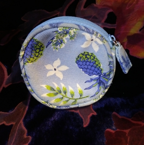 Tropical canvas coin purse 4 inches round - Picture 1 of 5